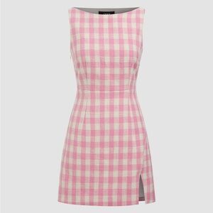 Cider Pink and White Plaid Mini Dress